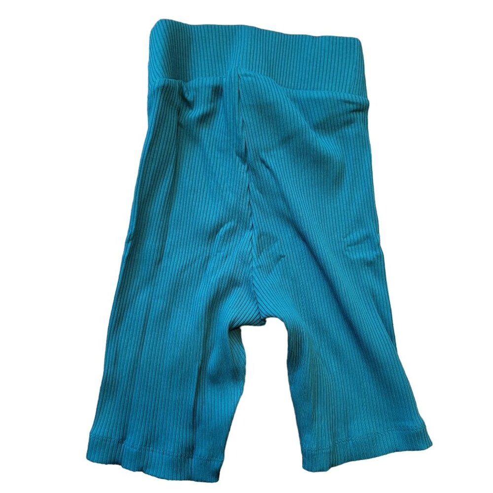 Athletic Crop Pants Teal Old Navy Wide Waist Ribbed Woman's Small JJ2194